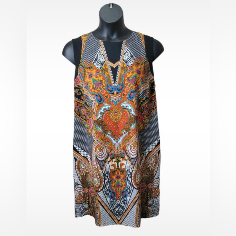 Beige by eci Elegant Womens sleeveless colorful dress size 18 pre-owned